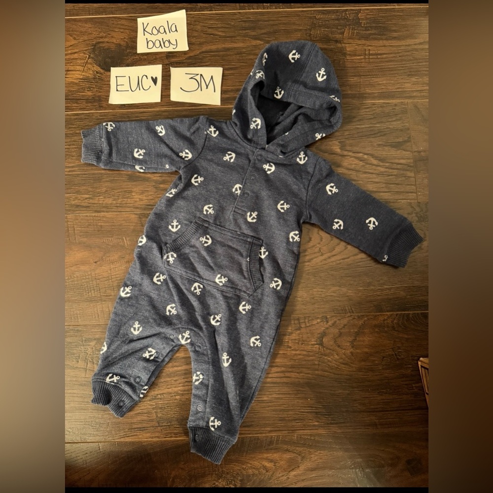 Navy Blue Koala baby Anchor Print Kids One Piece